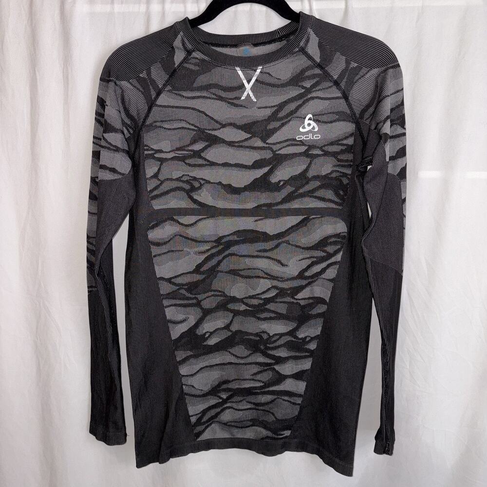 ODLO Women’s LG Blackcomb Long Sleeve Base Layer Athletic Top Space Dye Black